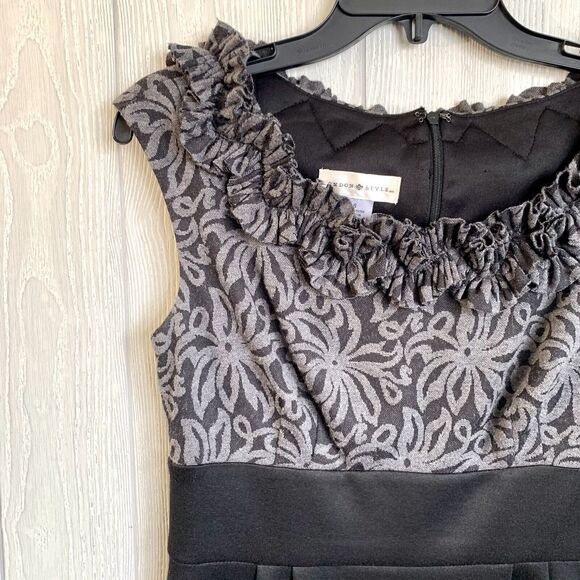 London Style Gray Black Sleeveless Dress Size 6 - Picture 2 of 4
